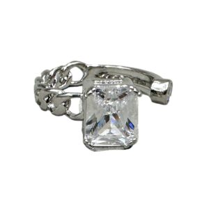 Anillo Cristal rectangular y eslabones